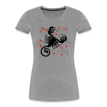 Zodiac sign star logo Scorpio - Women's Premium Organic T-Shirt - heather grey - Front - Mia (176cm)