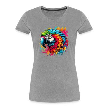 Perroquet - T-shirt bio Premium Femme - gris chiné - Devant - Mia (176cm)