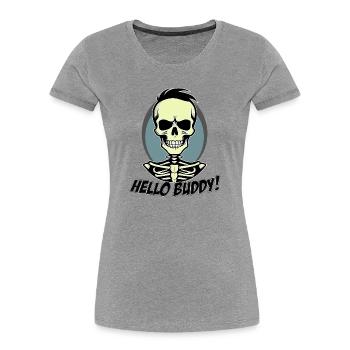 Hello Buddy - Frauen Premium Bio T-Shirt - Grau meliert - Vorne - Mia (176cm)