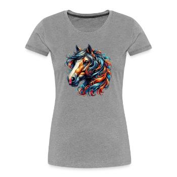 Horse - Women's Premium Organic T-Shirt - heather grey - Front - Mia (176cm)