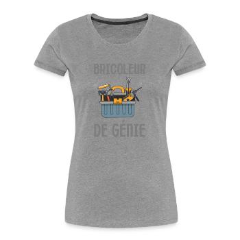Bricoleur de génie fête des pères - T-shirt bio Premium Femme - gris chiné - Devant - Mia (176cm)