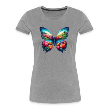 Schmetterlingsblumen Tulpen Tulpe Holland - Frauen Premium Bio T-Shirt - Grau meliert - Vorne - Mia (176cm)
