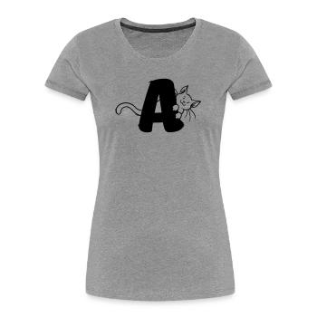Katze Buchstabe A - Frauen Premium Bio T-Shirt - Grau meliert - Vorne - Mia (176cm)