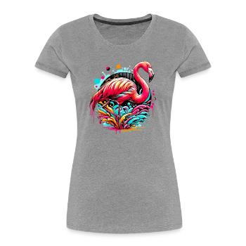 Flamant - T-shirt bio Premium Femme - gris chiné - Devant - Mia (176cm)