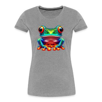 Grenouille - T-shirt bio Premium Femme - gris chiné - Devant - Mia (176cm)