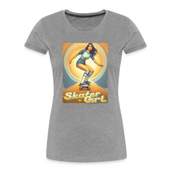 Skater girl on a skateboard - Women's Premium Organic T-Shirt - heather grey - Front - Mia (176cm)