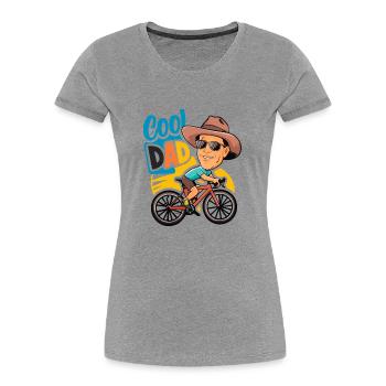 Cool papa cyclisme illustration - T-shirt bio Premium Femme - gris chiné - Devant - Mia (176cm)