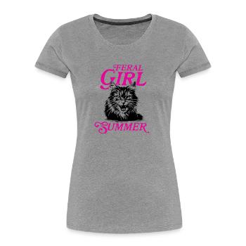 Feral Girl Summer Women Girls Cat Lover Summer - Women's Premium Organic T-Shirt - heather grey - Front - Mia (176cm)