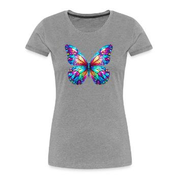 Schmetterling - Frauen Premium Bio T-Shirt - Grau meliert - Vorne - Mia (176cm)