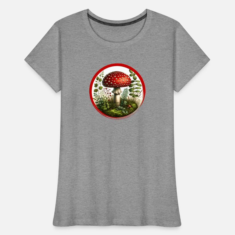 Detailed red toadstool on forest floor Women's Premium Organic T-Shirt