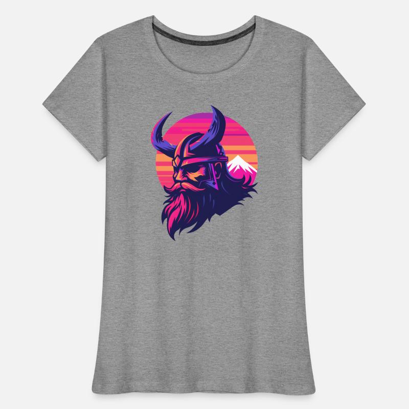 Wikinger Synthwave 3 Frauen Premium Bio T-Shirt