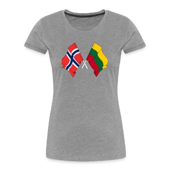 Flagge Norwegen, Flagge Litauen - Frauen Premium Bio T-Shirt - Grau meliert - Vorne - Mia (176cm)