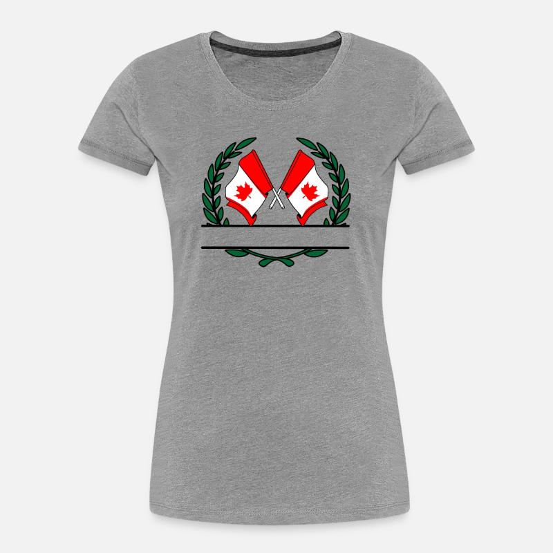 Bannière de couronne de laurier de Drapeaux Canada - T-shirt bio Premium Femme - gris chiné