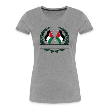 Flags Palestinian laurel wreath banner - Women's Premium Organic T-Shirt - heather grey - Front - Mia (176cm)