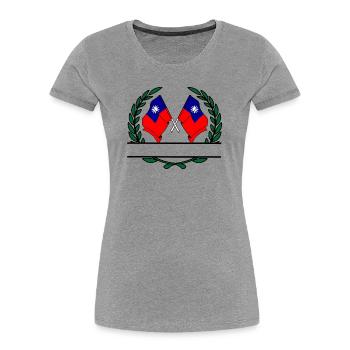 Drapeaux Taiwan bannière couronne de laurier - T-shirt bio Premium Femme - gris chiné - Devant - Mia (176cm)
