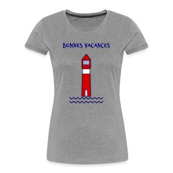 MAITRE. MAÎTRESSE. MERCI. MERCI MAÎTRESSE - T-shirt bio Premium Femme - gris chiné - Devant - Mia (176cm)