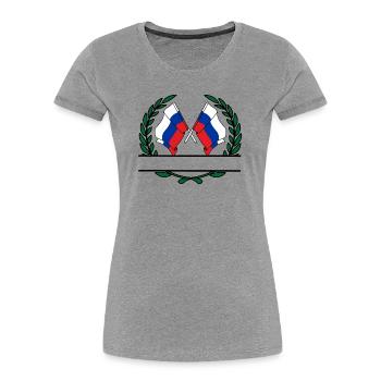 Fahnen Russland Lorbeerkranz Banner - Frauen Premium Bio T-Shirt - Grau meliert - Vorne - Mia (176cm)
