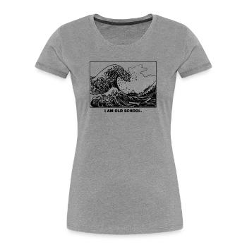 Old School Wave - Frauen Premium Bio T-Shirt - Grau meliert - Vorne - Mia (176cm)