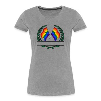 Fahnen Regenbogen Lorbeerkranz Banner - Frauen Premium Bio T-Shirt - Grau meliert - Vorne - Mia (176cm)