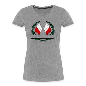 Drapeaux Malte couronne de laurier bannière - T-shirt bio Premium Femme - gris chiné - Devant - Mia (176cm)