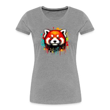 Petit panda - T-shirt bio Premium Femme - gris chiné - Devant - Mia (176cm)