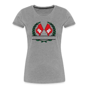 Drapeaux Hambourg couronne de laurier bannière - T-shirt bio Premium Femme - gris chiné - Devant - Mia (176cm)
