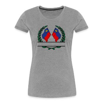 Drapeaux Liechtenstein couronne de laurier bannière - T-shirt bio Premium Femme - gris chiné - Devant - Mia (176cm)