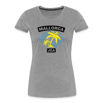 Mallorca – JGA unter Palmen - Frauen Premium Bio T-Shirt - Grau meliert - Vorne - Mia (176cm)