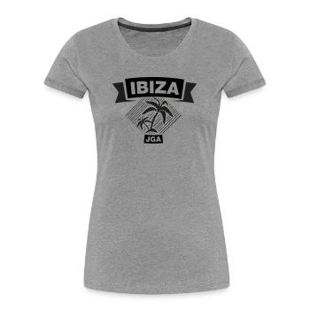 IBIZA – JGA unter Palmen 2c - Frauen Premium Bio T-Shirt - Grau meliert - Vorne - Mia (176cm)