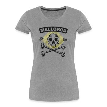 Majorque – Per mille pirate sous les palmiers - T-shirt bio Premium Femme - gris chiné - Devant - Mia (176cm)