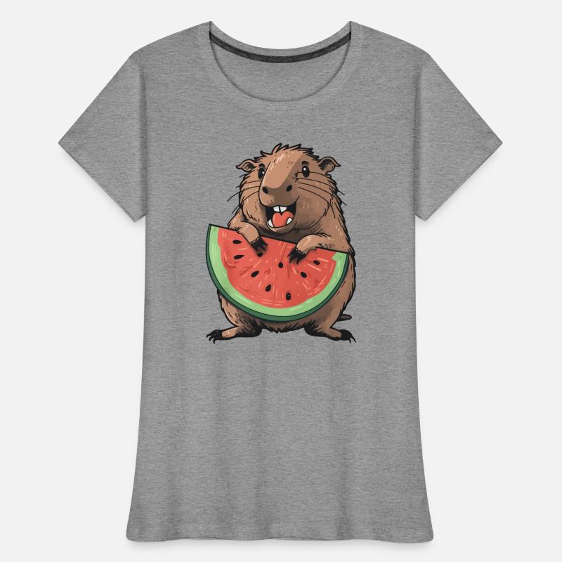 Capybara mangeant de la pastèque T-shirt bio Premium Femme