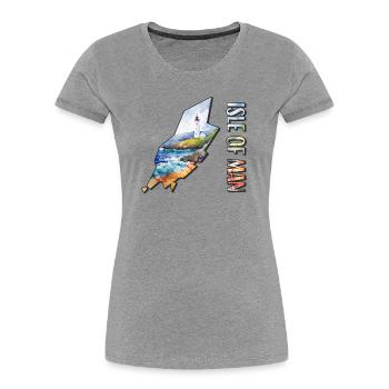 Aquarell Landkarte Isle of Man - Frauen Premium Bio T-Shirt - Grau meliert - Vorne - Mia (176cm)