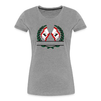 Fahnen Berlin Lorbeerkranz Banner - Frauen Premium Bio T-Shirt - Grau meliert - Vorne - Mia (176cm)