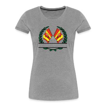 Drapeaux Bannière couronne de laurier Lodz - T-shirt bio Premium Femme - gris chiné - Devant - Mia (176cm)