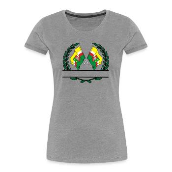 Drapeaux Lubusz couronne de laurier bannière - T-shirt bio Premium Femme - gris chiné - Devant - Mia (176cm)