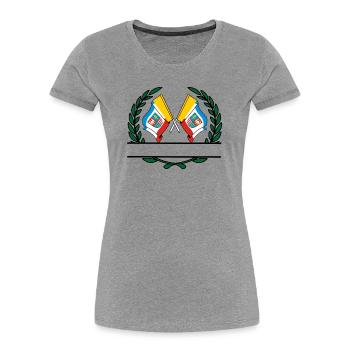 Fahnen Heiliges Kreuz Lorbeerkranz Banner - Frauen Premium Bio T-Shirt - Grau meliert - Vorne - Mia (176cm)