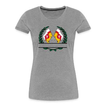 Drapeaux Lubin couronne de laurier bannière - T-shirt bio Premium Femme - gris chiné - Devant - Mia (176cm)