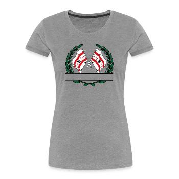 Drapeaux de la province de Drenthe couronne de laurier bannière - T-shirt bio Premium Femme - gris chiné - Devant - Mia (176cm)