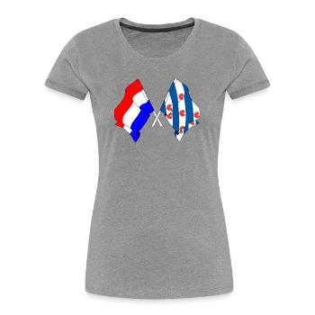 Flag of the Netherlands, Friesland crossed - Women's Premium Organic T-Shirt - heather grey - Front - Mia (176cm)