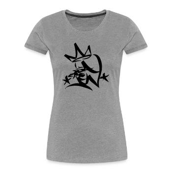 Graffiti Tag JGA Crew King 01 1C - Frauen Premium Bio T-Shirt - Grau meliert - Vorne - Mia (176cm)