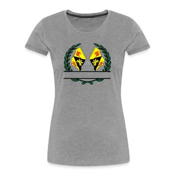 Flags Walloon Brabant in laurel wreath banner - Women's Premium Organic T-Shirt - heather grey - Front - Mia (176cm)