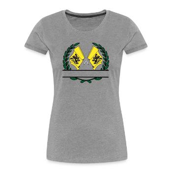 Drapeaux Flandre Belgique bannière couronne de laurier - T-shirt bio Premium Femme - gris chiné - Devant - Mia (176cm)