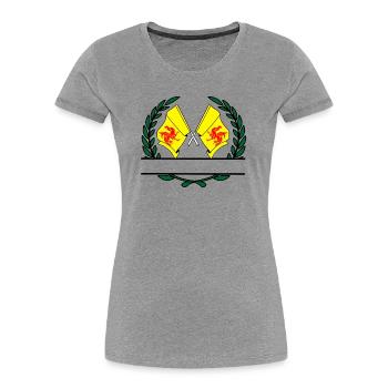Drapeaux wallonie Belgique bannière couronne de laurier - T-shirt bio Premium Femme - gris chiné - Devant - Mia (176cm)