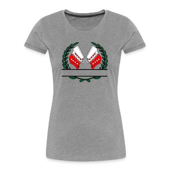 Drapeaux Valais Suisse couronne de laurier bannière - T-shirt bio Premium Femme - gris chiné - Devant - Mia (176cm)