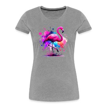 Flamant - T-shirt bio Premium Femme - gris chiné - Devant - Mia (176cm)