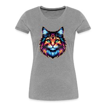 Cat - Women's Premium Organic T-Shirt - heather grey - Front - Mia (176cm)