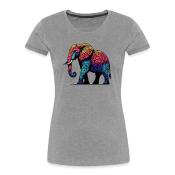Éléphant - T-shirt bio Premium Femme - gris chiné - Devant - Mia (176cm)