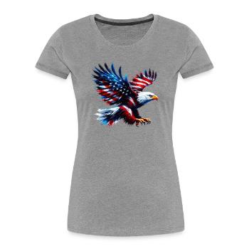 Eagle Flag USA USA Américain - T-shirt bio Premium Femme - gris chiné - Devant - Mia (176cm)