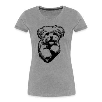 Bolonka Zwetna - T-shirt bio Premium Femme - gris chiné - Devant - Mia (176cm)