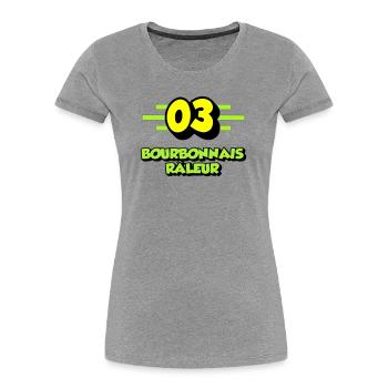 Bourbonnais râleur - T-shirt bio Premium Femme - gris chiné - Devant - Mia (176cm)